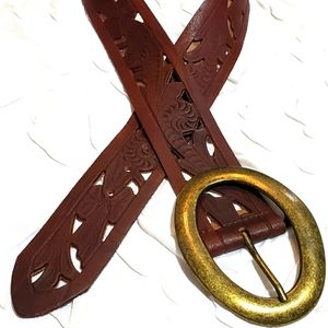 Aldo brown leather brass buckle